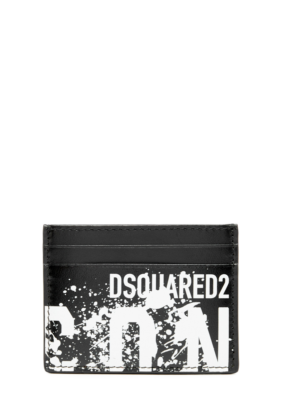 Dsquared2 Icon Logo Leather Card Holder In Black
