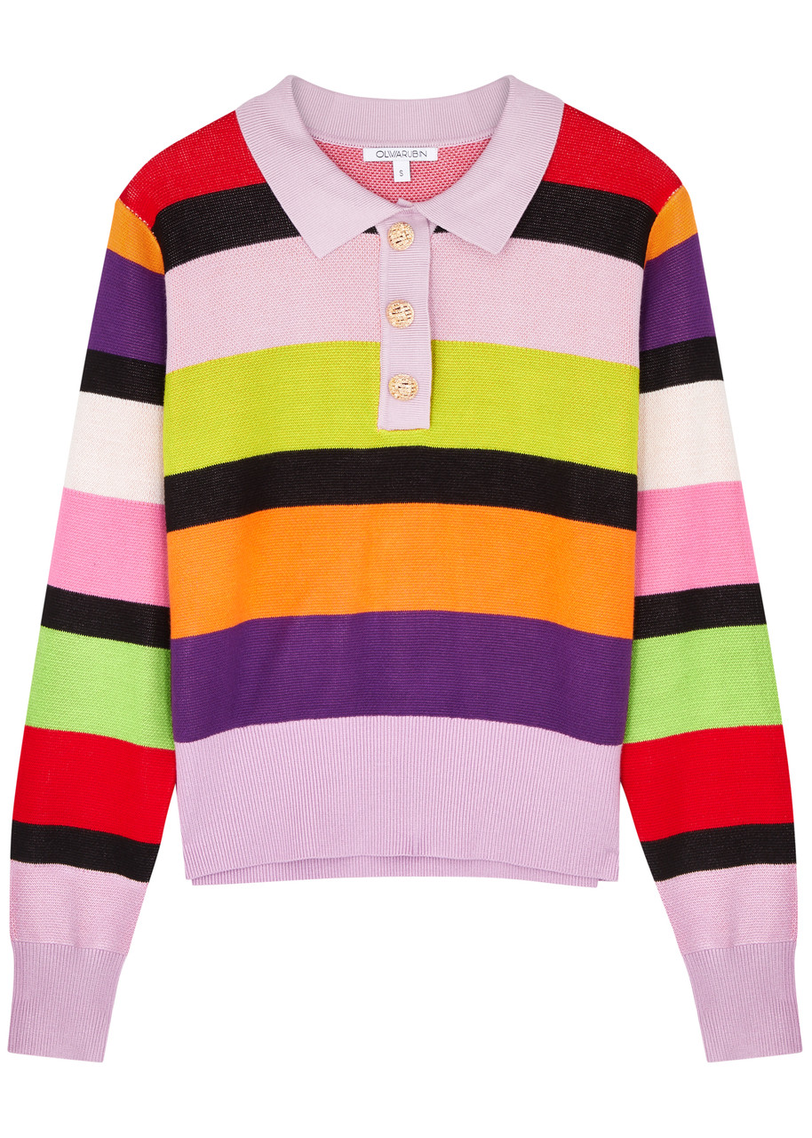 Mary Striped Knitted Polo Jumper