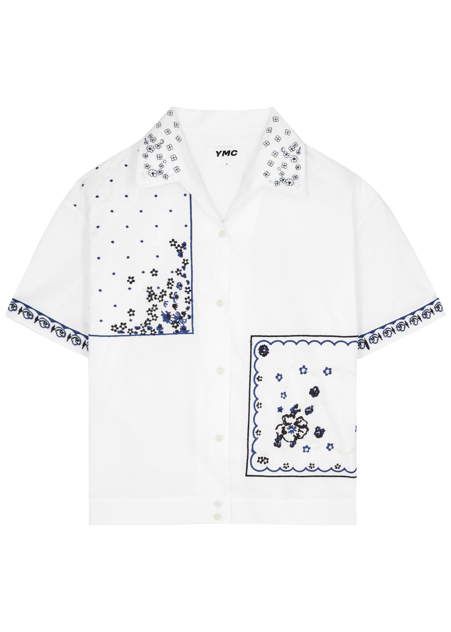Shop Ymc You Must Create Ymc Wanda Embroidered Cotton-poplin Shirt In White