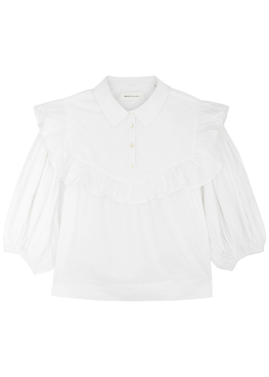 Shop Skall Studio Ipani Ruffled Cotton Blouse In White
