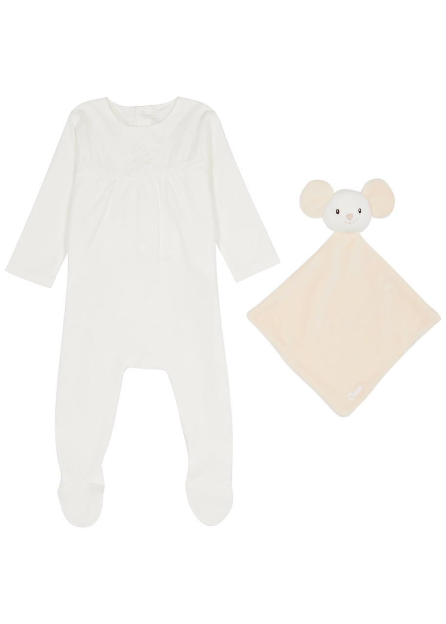 Chloé Chloe Kids Logo Cotton Babygrow Set In White