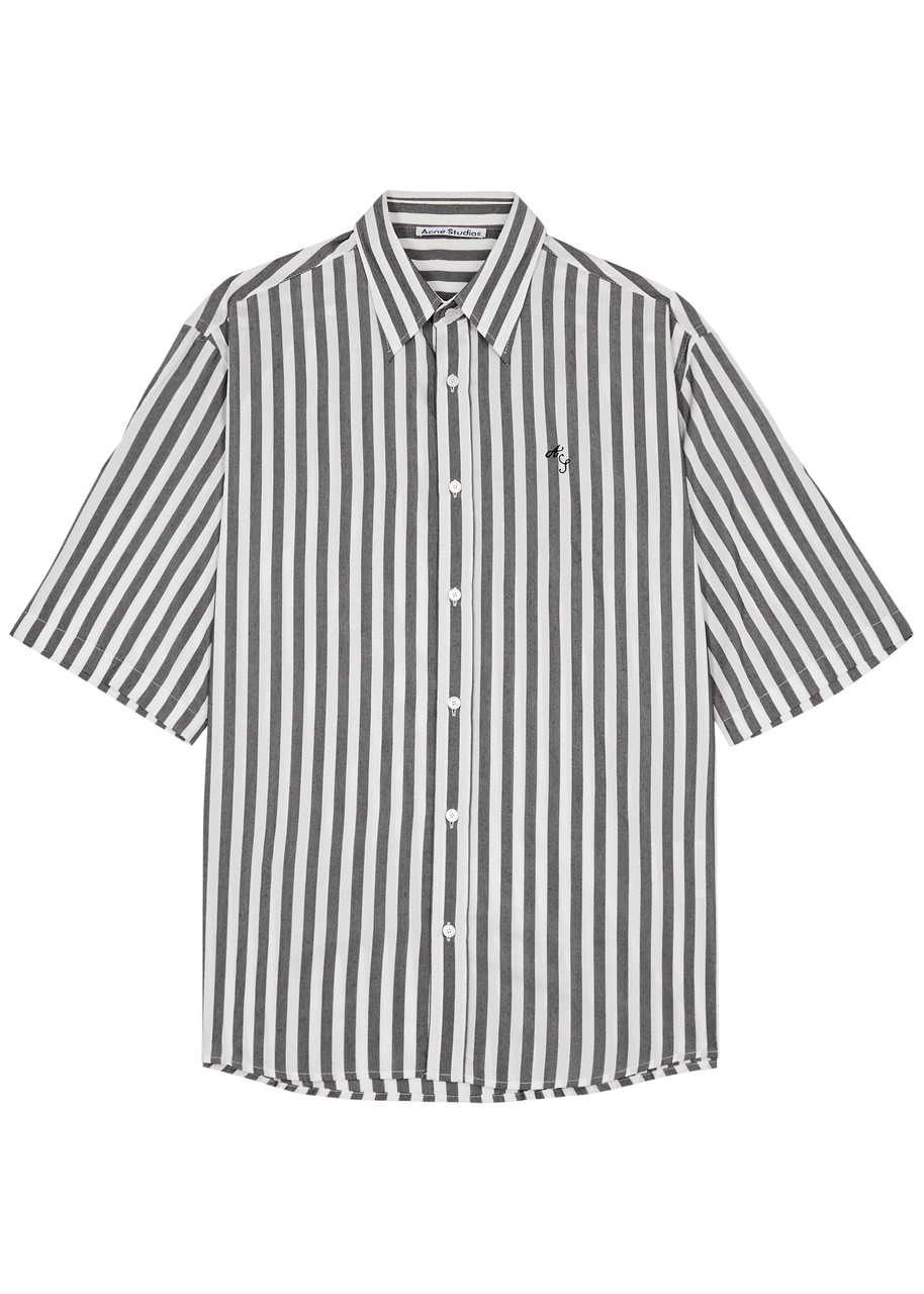 Acne Studios Sandrok Striped Jersey Shirt In Black