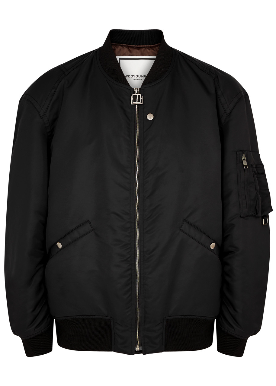 Wooyoungmi Logo Padded Nylon Bomber Jacket In Black