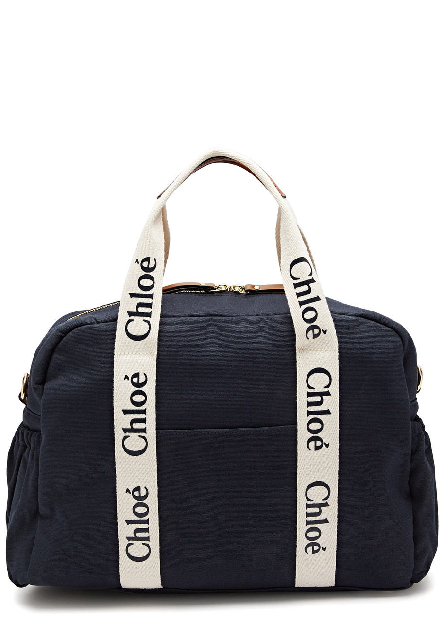 Chloé Babies' Chloe Kids Logo Canvas Changing Bag In Blue