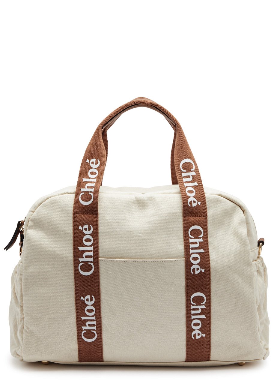 Chloé Babies' Chloe Kids Logo Canvas Changing Bag In Ivory