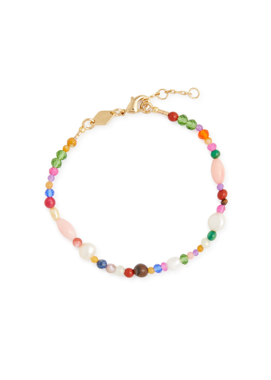 Shop Anni Lu Glamstone 18kt Gold-plated Beaded Bracelet In Multicoloured 1