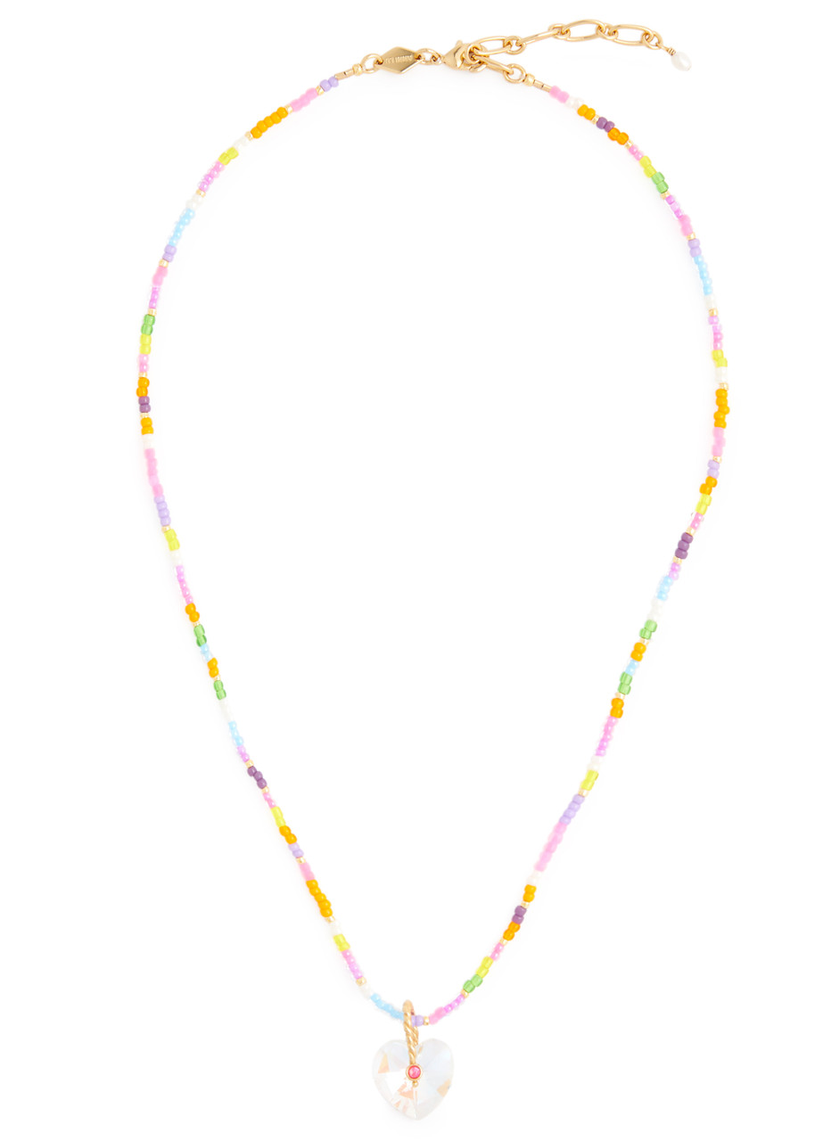Shop Anni Lu Hearty Eldorado 18kt Gold-plated Beaded Necklace In Multicoloured 1