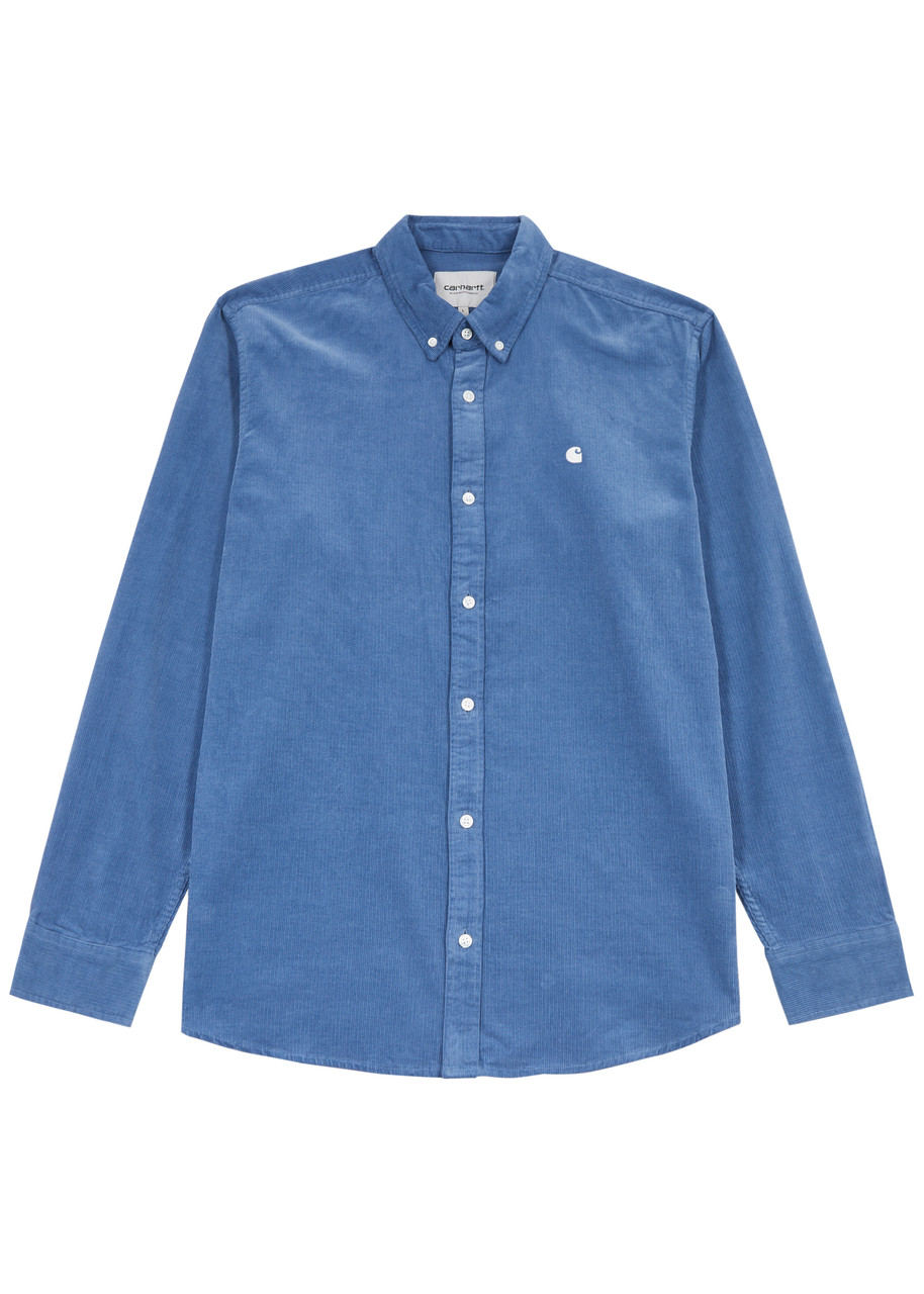 Shop Carhartt Wip Madison Logo-embroidered Corduroy Shirt In Blue