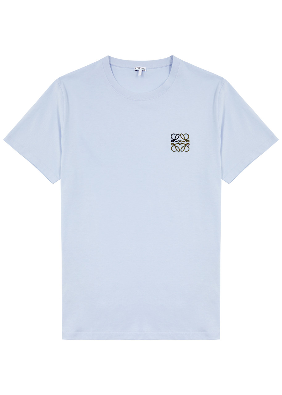 Loewe Anagram-embroidered Cotton T-shirt In Blue