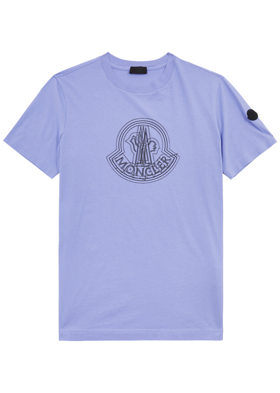 Shop Moncler Logo Cotton T-shirt In Purple