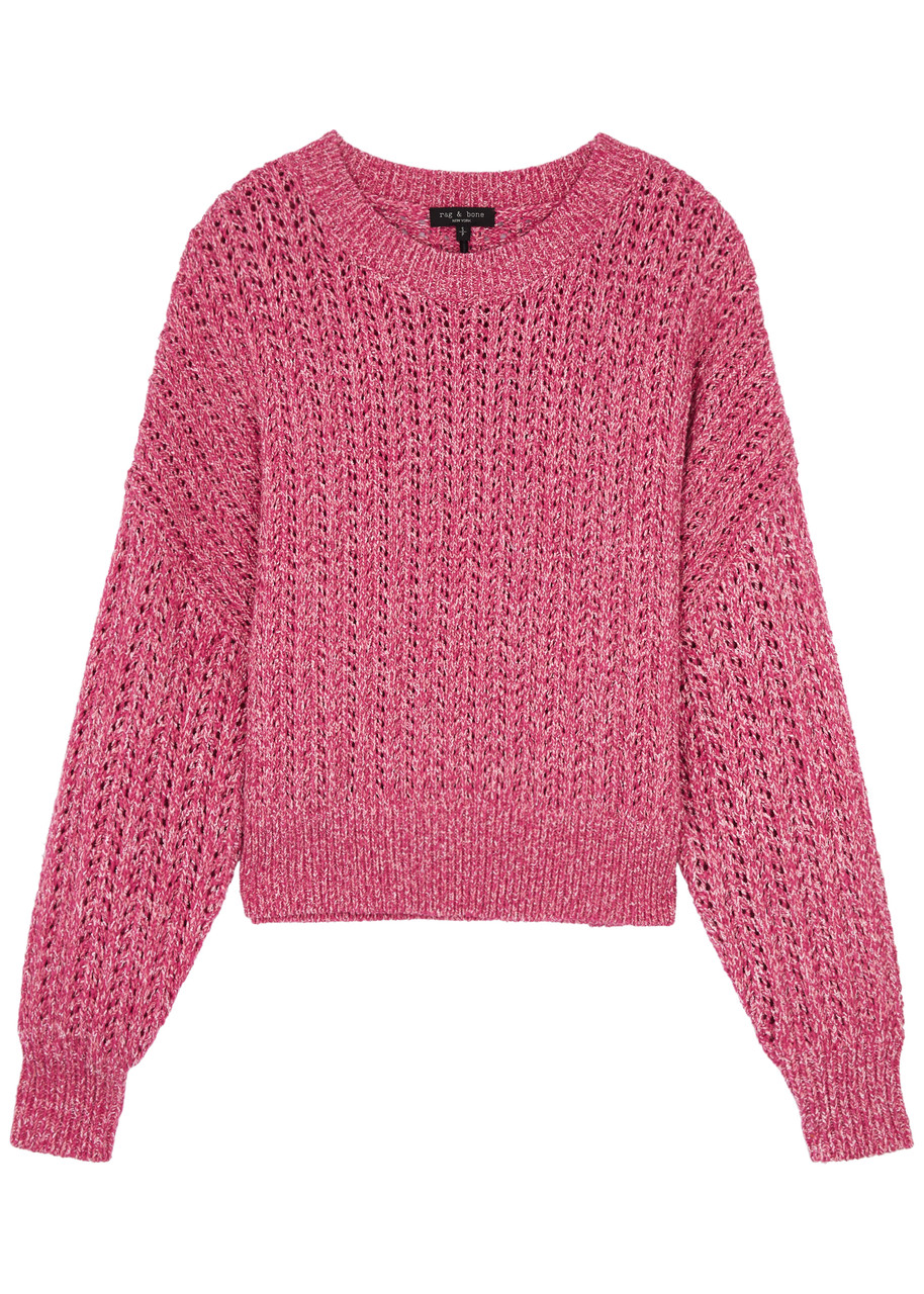 Shop Rag & Bone Edie Pointelle Cotton-blend Jumper In Pink