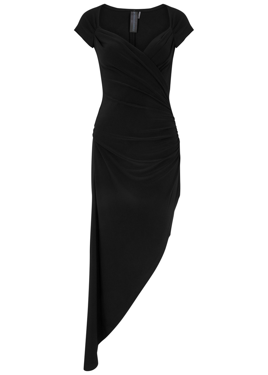 Norma Kamali Ruched Stretch-jersey Midi Dress - Black - XS (UK6 /xs)