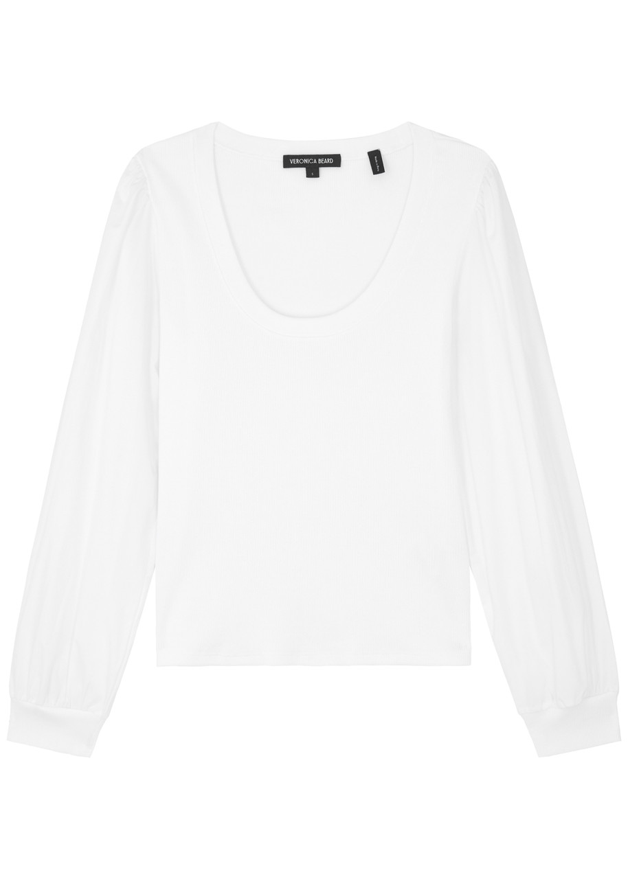 Shop Veronica Beard Anabel Stretch-cotton Top In White