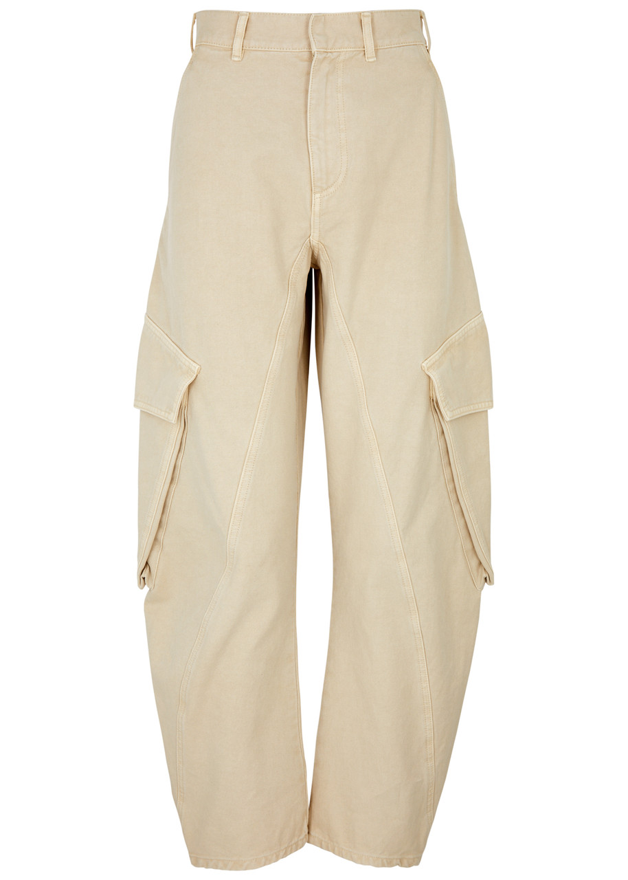 Shop Jw Anderson Twisted Canvas Cargo Trousers In Off White