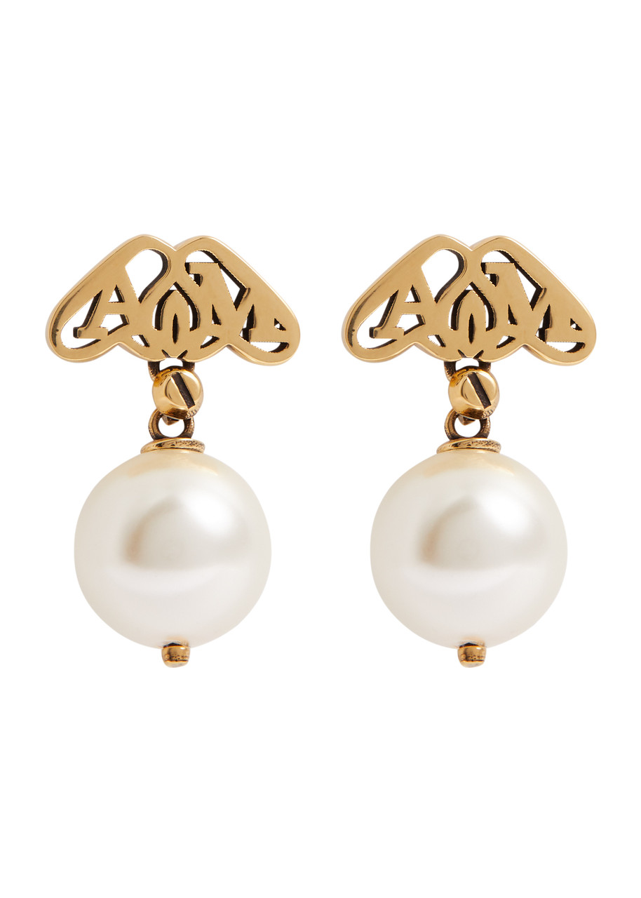 Shop Alexander Mcqueen Seal Drop Earrings In Gold