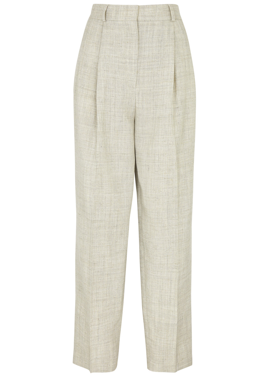 Shop Totême Straight-leg Trousers In Beige