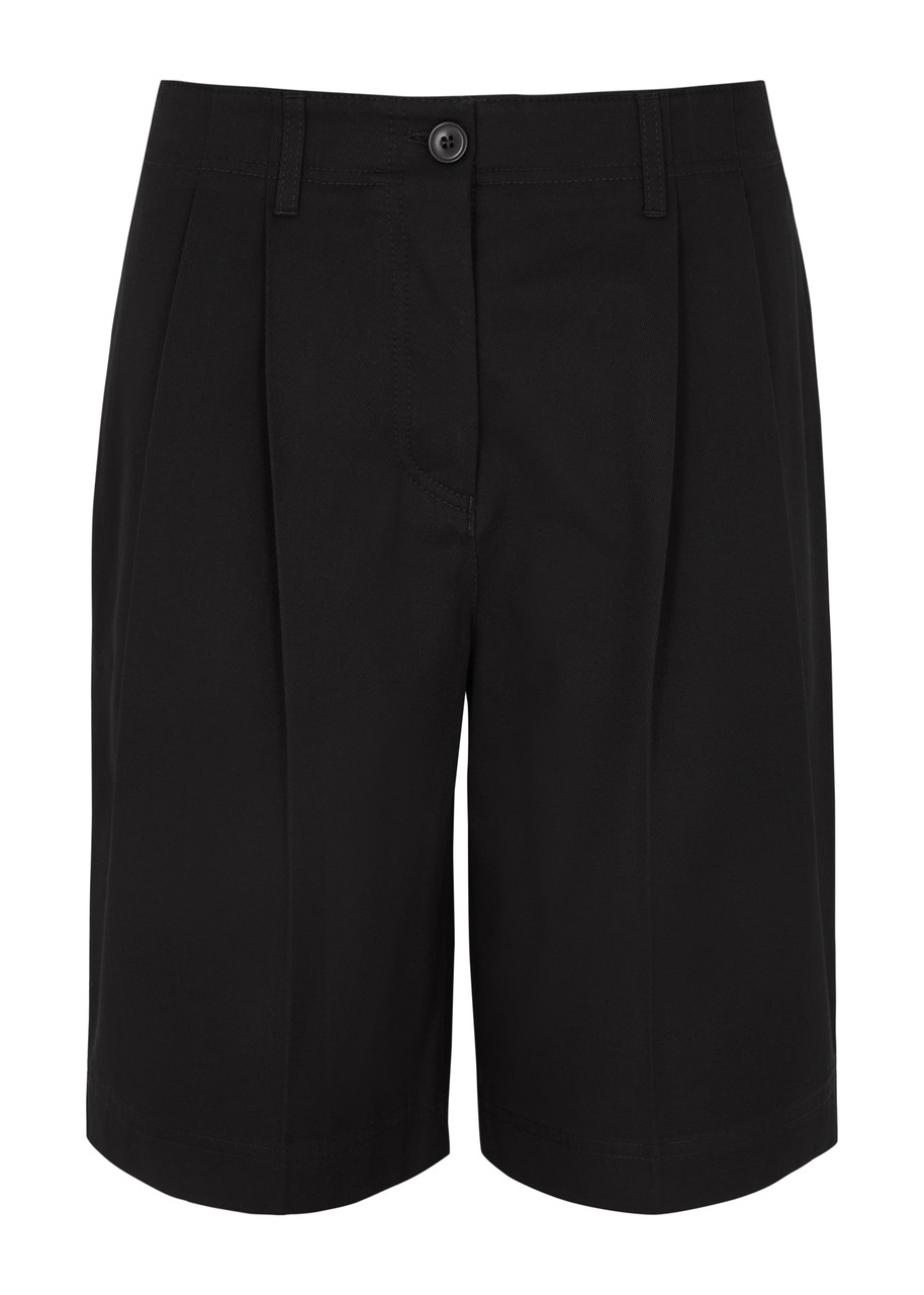 Shop Totême Twill Shorts In Black