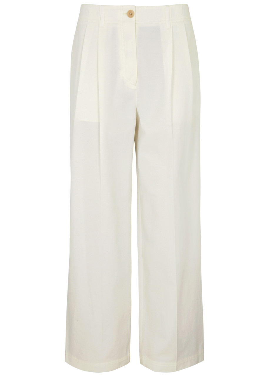 Shop Totême Wide-leg Twill Trousers In White