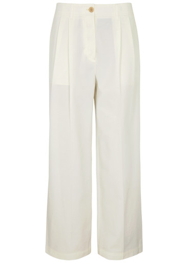 RELAXED TWILL TROUSERS_994434_WHIT