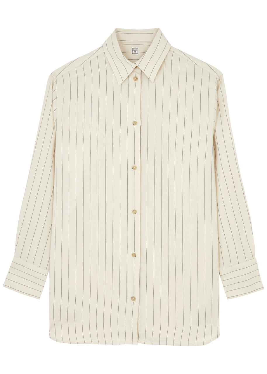 Shop Totême Pinstriped Shirt In Cream