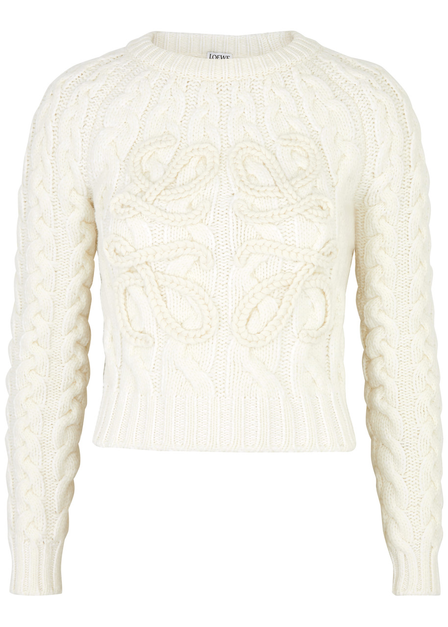 LOEWE LOEWE ANAGRAM CABLE-KNIT WOOL-BLEND JUMPER