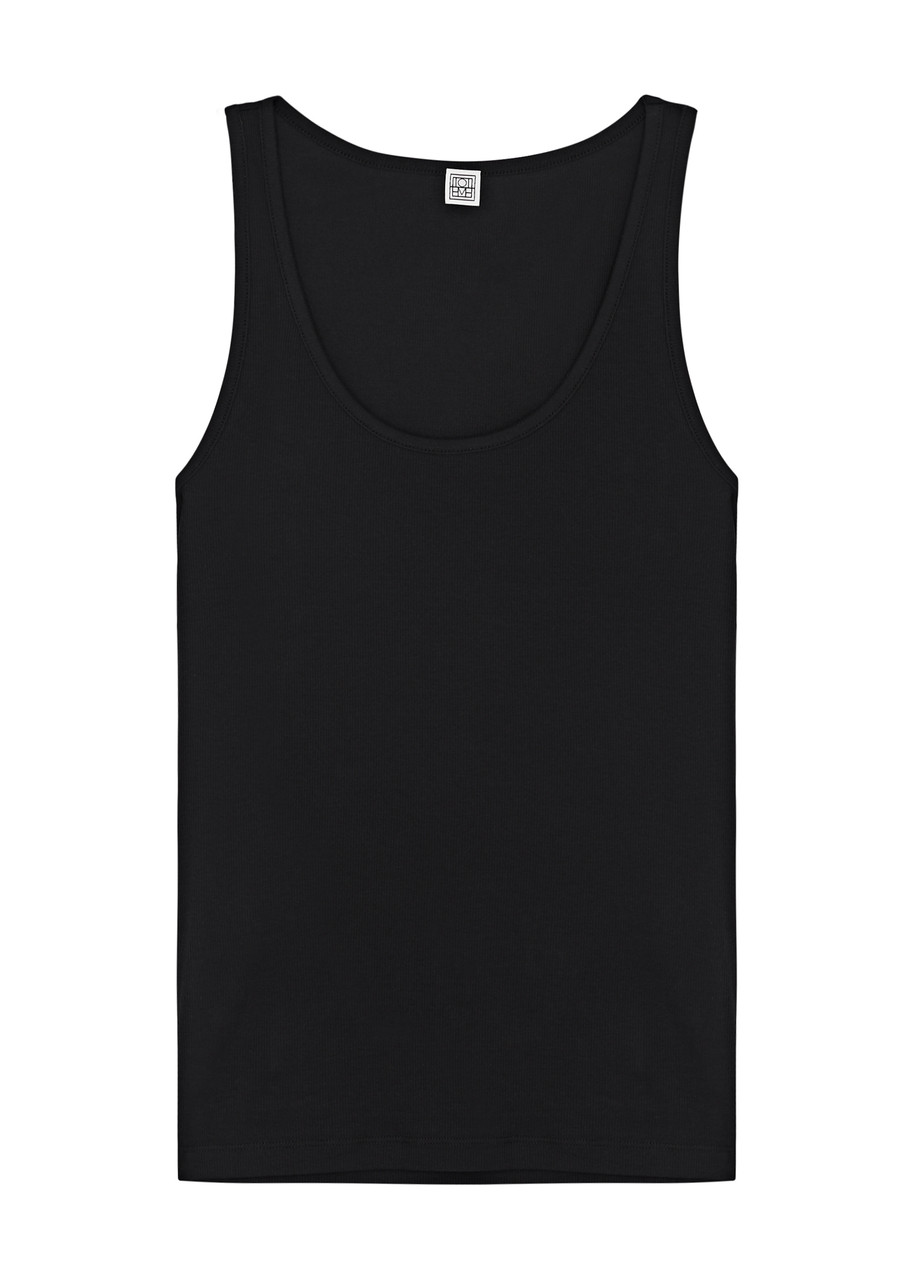 Shop Totême Ribbed Stretch-cotton Tank In Black