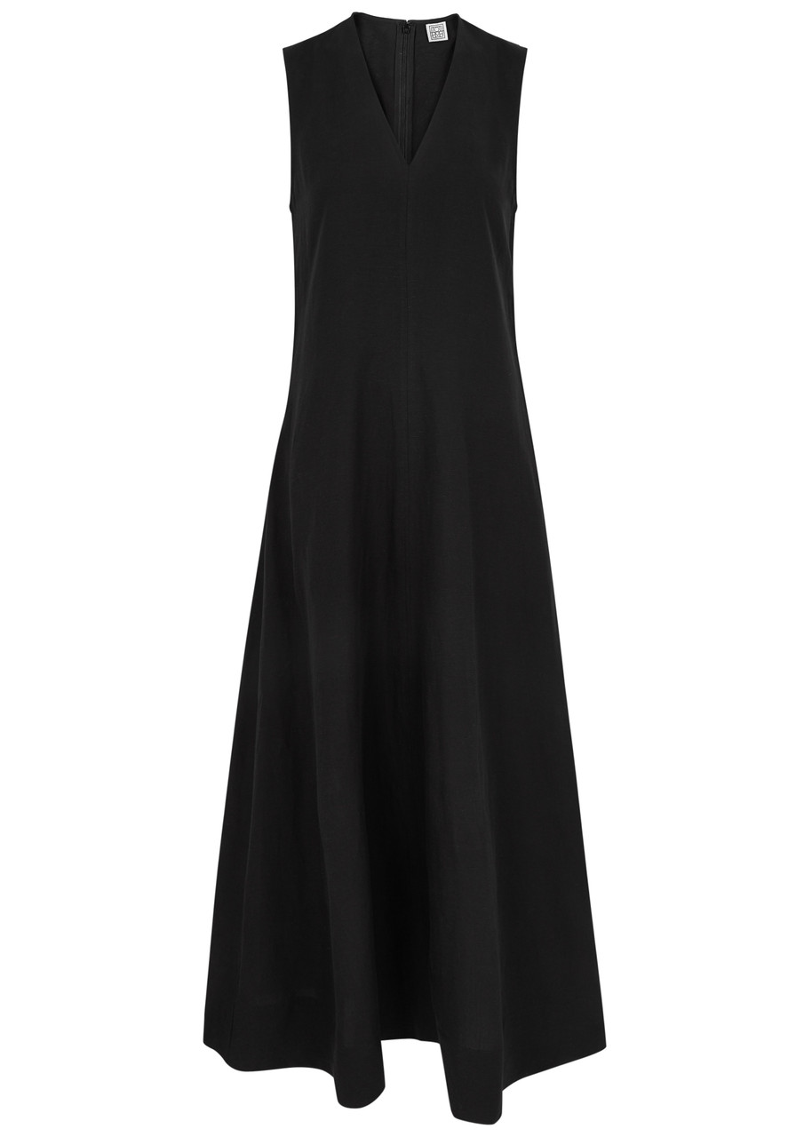 Shop Totême Woven Maxi Dress In Black