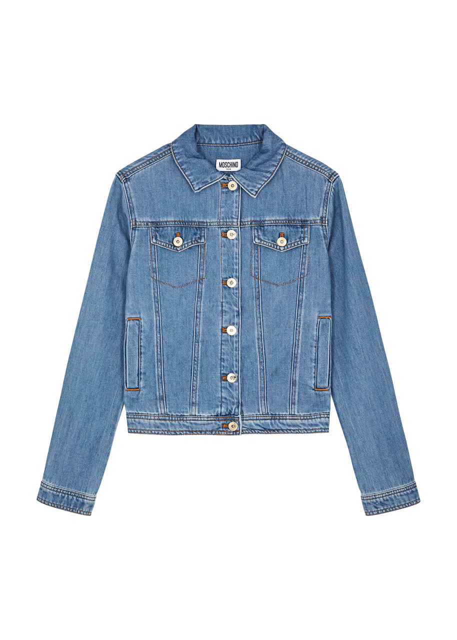 Moschino Kids Logo-embellished Denim Jacket (10-14 Years) In Blue