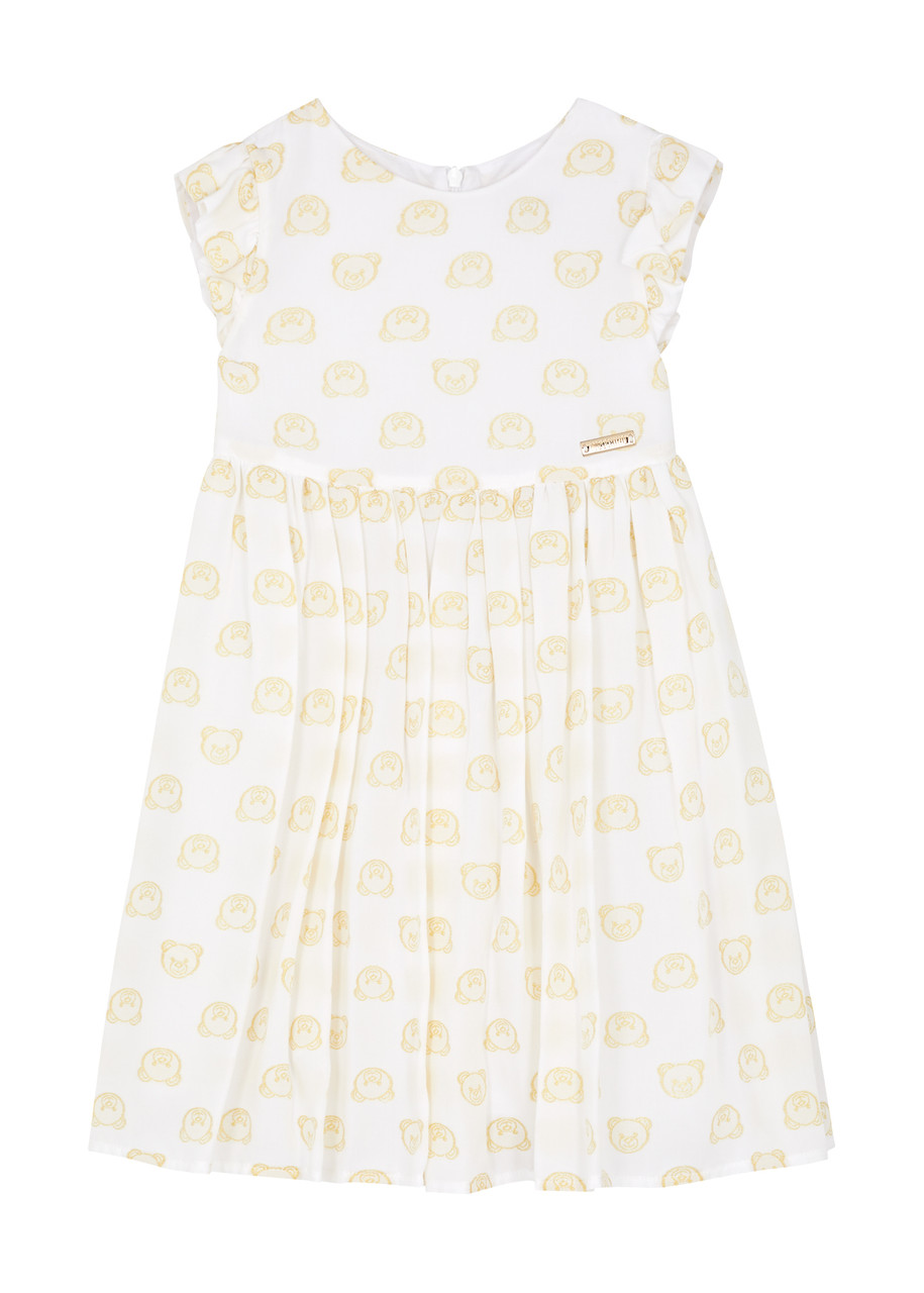 Moschino Kids Bear-jacquard Dress (4-8 Years) In White