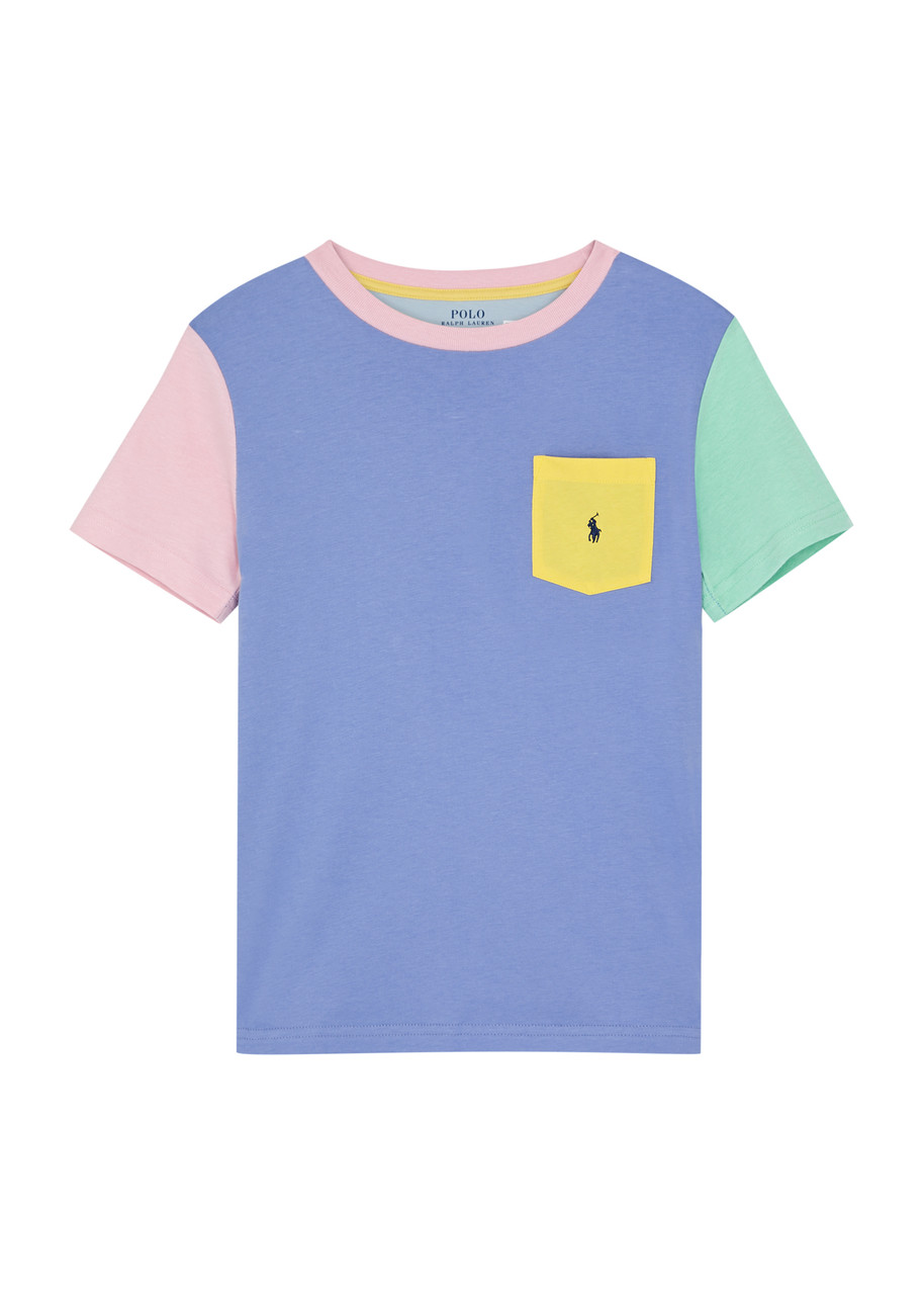 Shop Polo Ralph Lauren Kids Colour-blocked Cotton T-shirt (7-10 Years) In Multi Multi