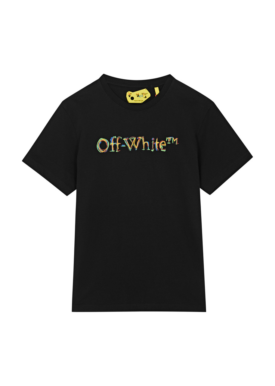 Off-white Kids Logo-print Cotton T-shirt (12-14 Years) In Black