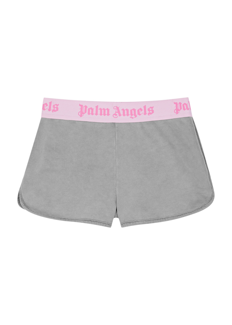 Palm Angels Babies' Kids Logo Cotton Shorts In Grey