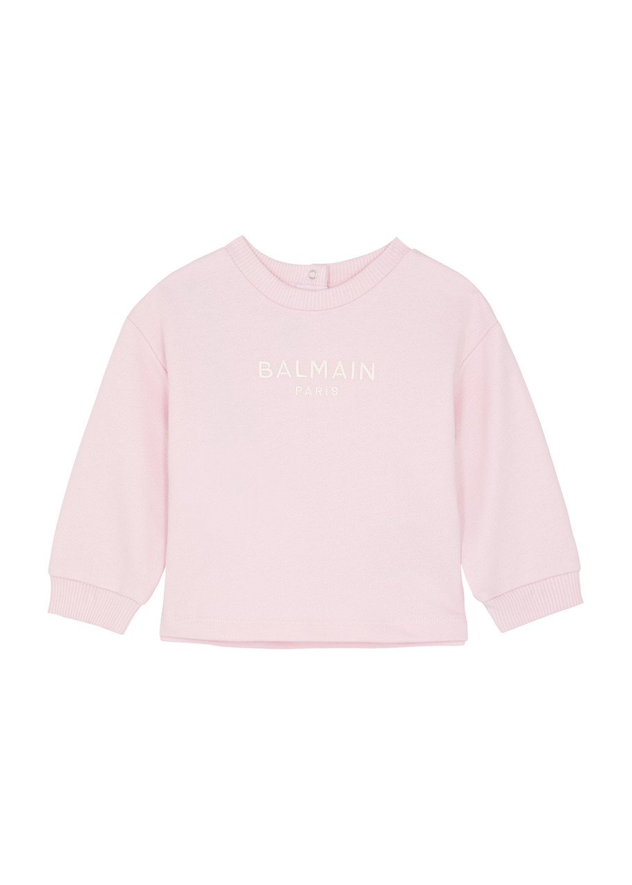 Balmain Babies' Kids Logo-embroidered Cotton Sweatshirt In Pink