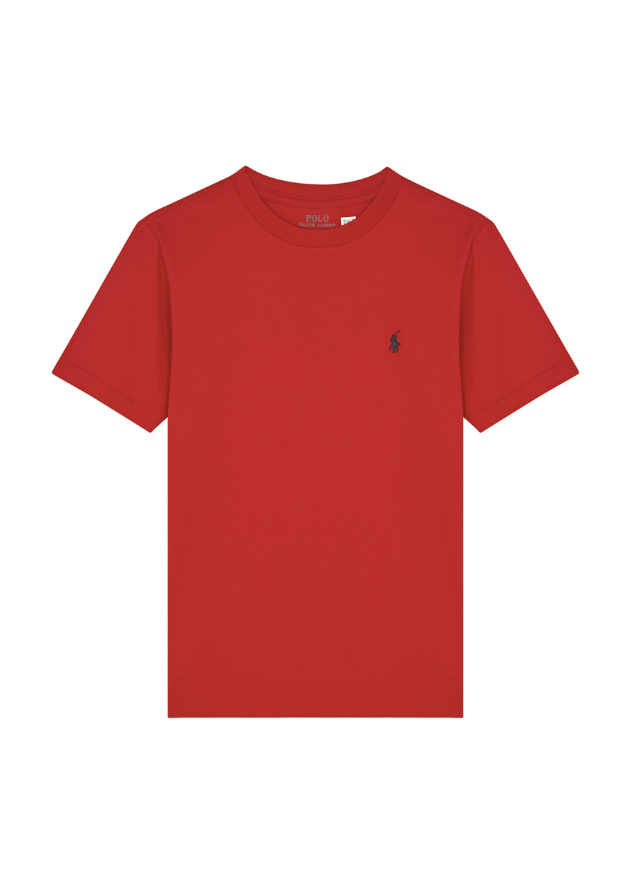 Polo Ralph Lauren Kids Logo-embroidered Cotton T-shirt (7-8 Years) In Red