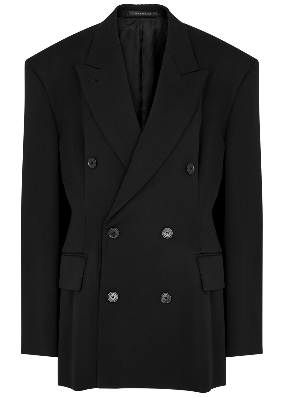 Shop Balenciaga Wool Blazer In Black And Caramel