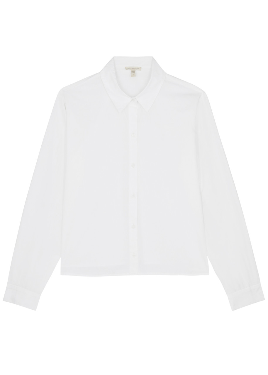Shop Eileen Fisher Cotton Poplin Shirt In White