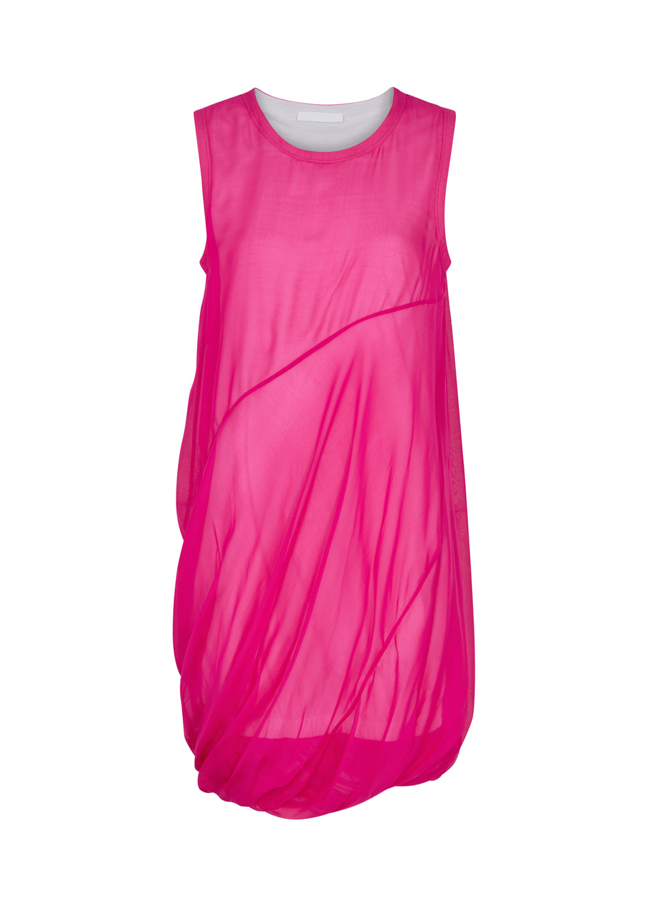 Shop Helmut Lang Bubble Silk Mini Dress In Fuchsia