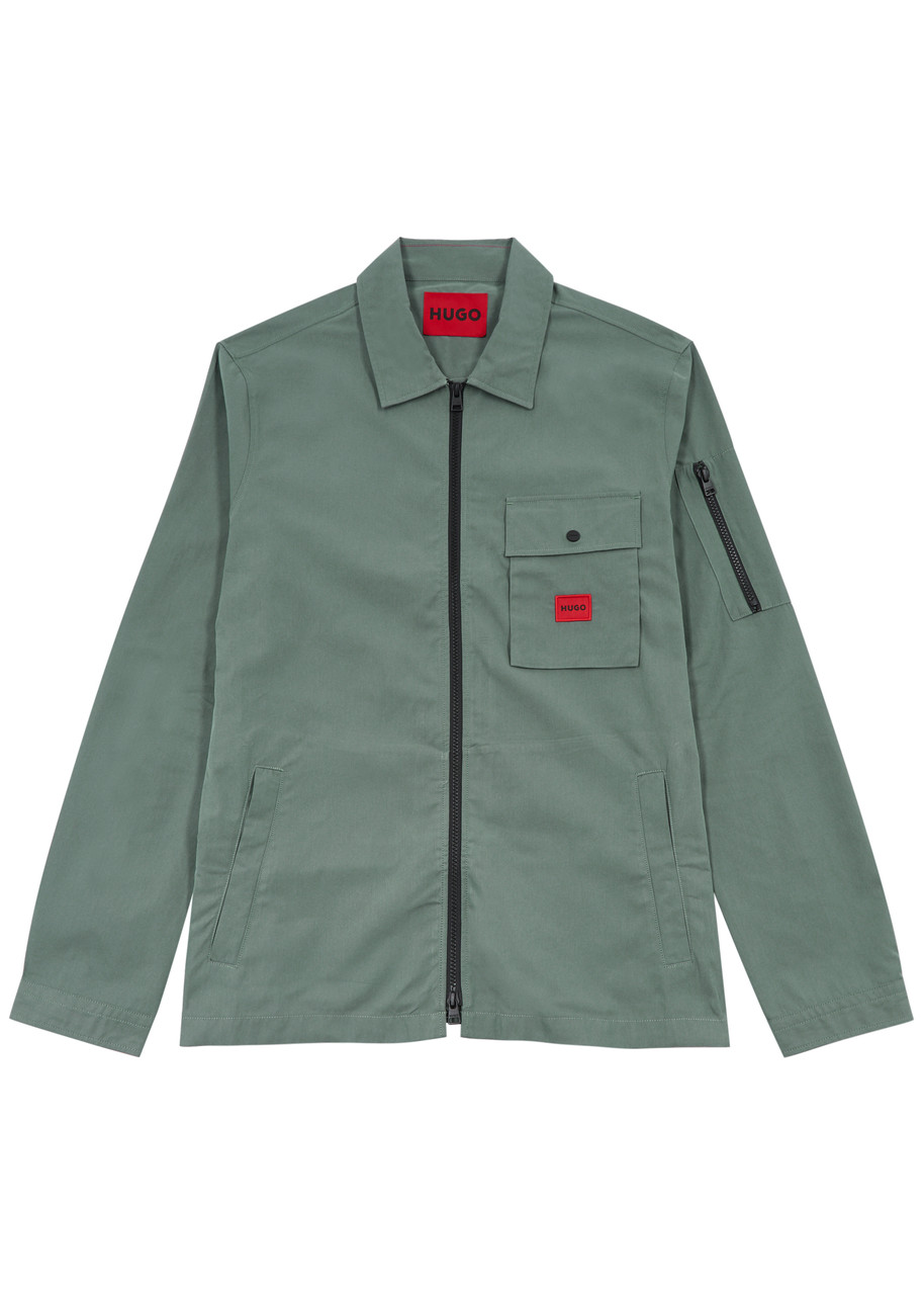 Shop Hugo Cotton-blend Overshirt In Khaki