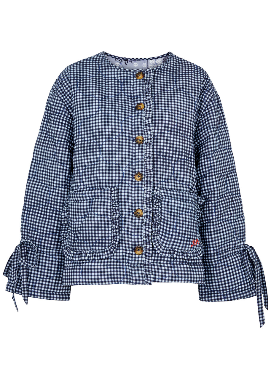 Damson Madder Dalton Reversible Quilted Cotton Jacket In Blue