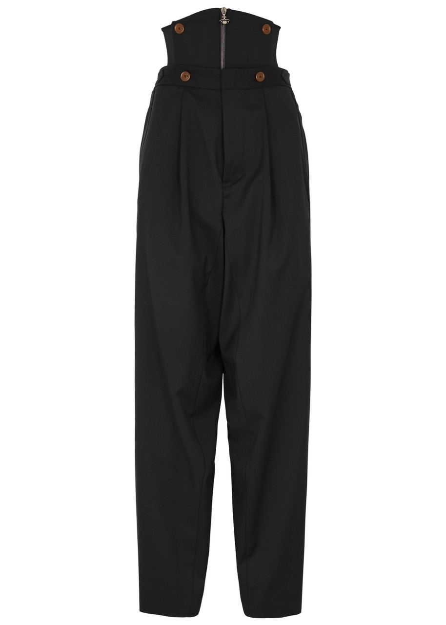 Shop Vivienne Westwood Macca Corset Tapered Wool Trousers In Black