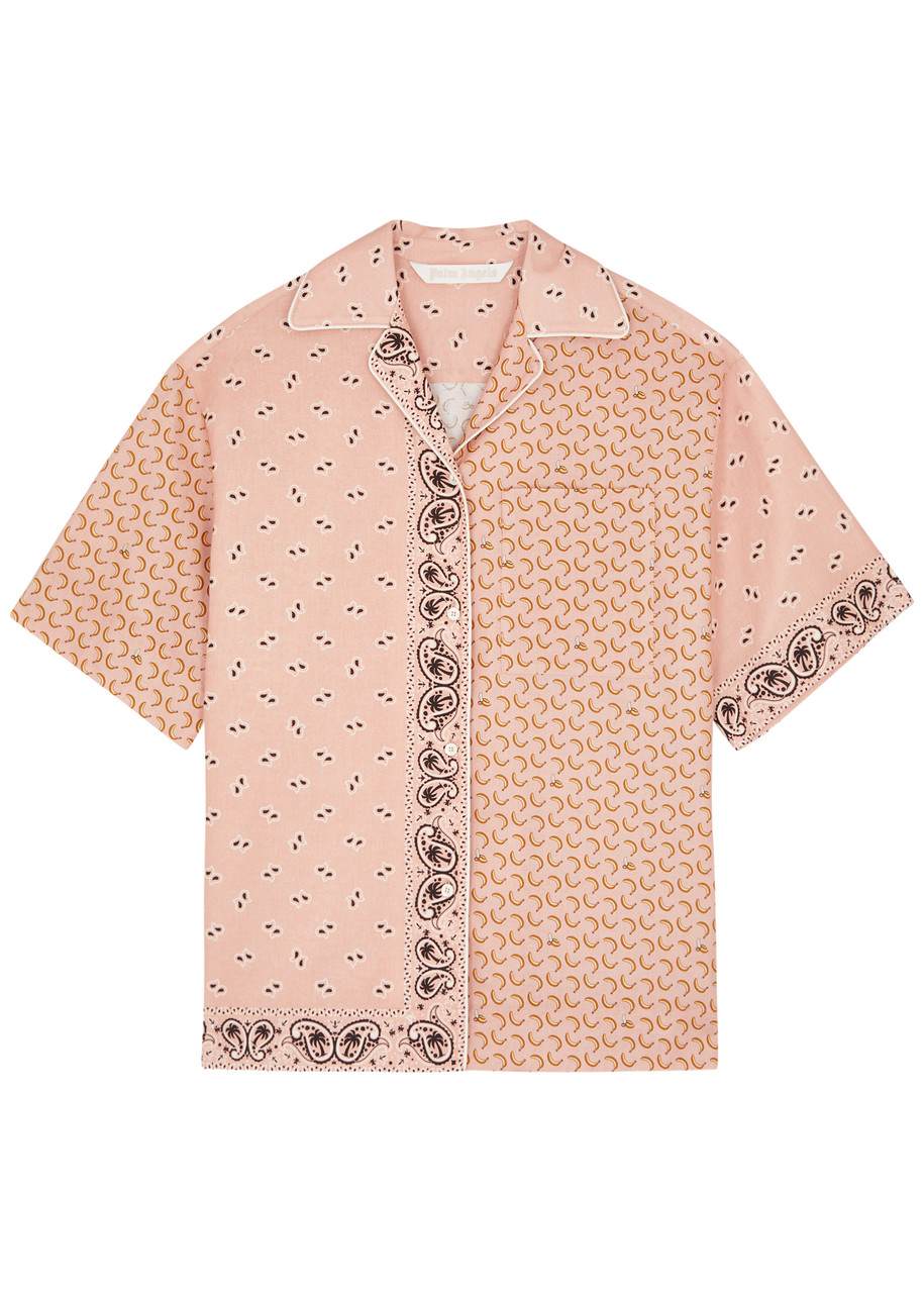 Palm Angels Patchwork Printed Linen-blend Shirt In Multicoloured