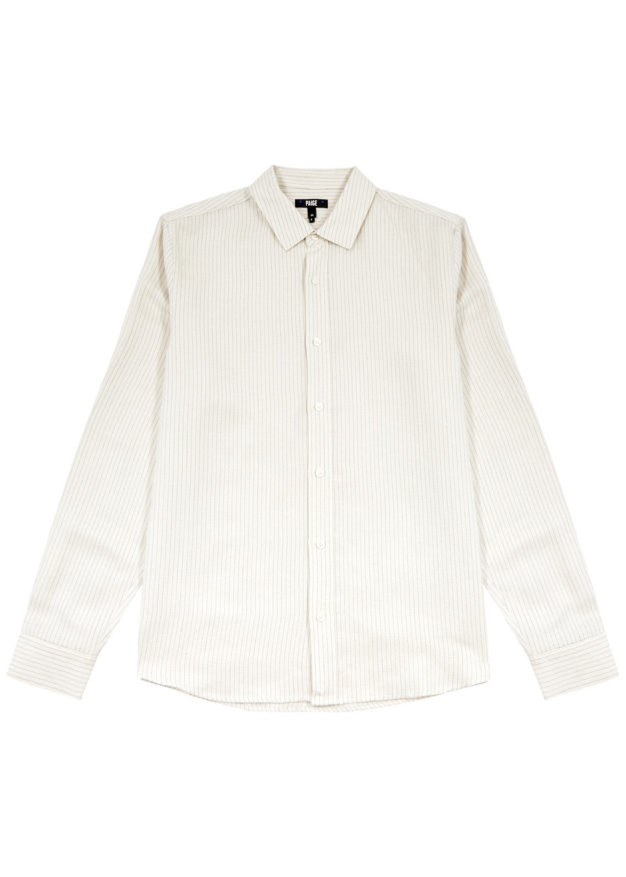 Paige Peters Striped Linen-blend Shirt In Off White