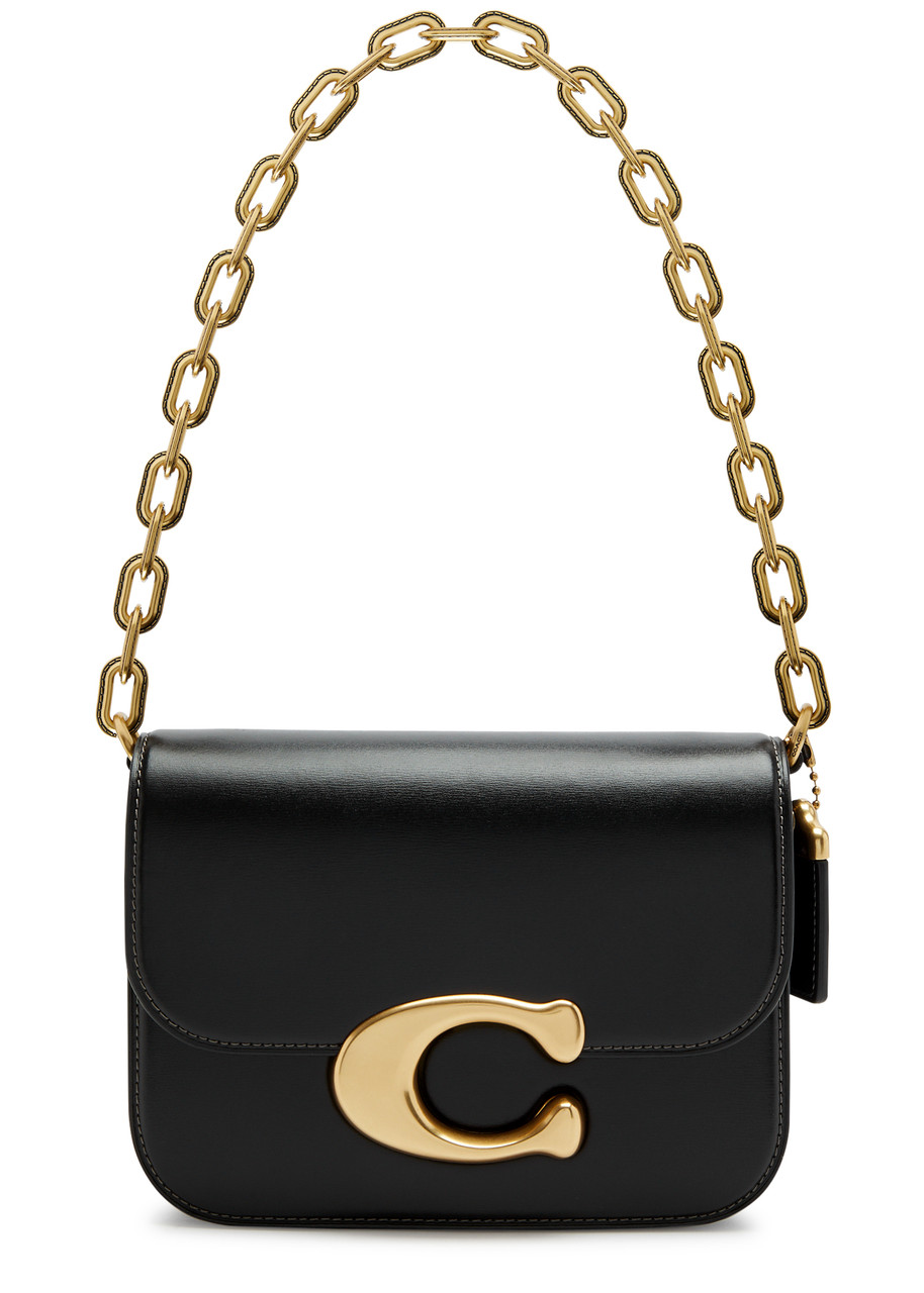 Coach Idol Leather Shoulder Bag In Black