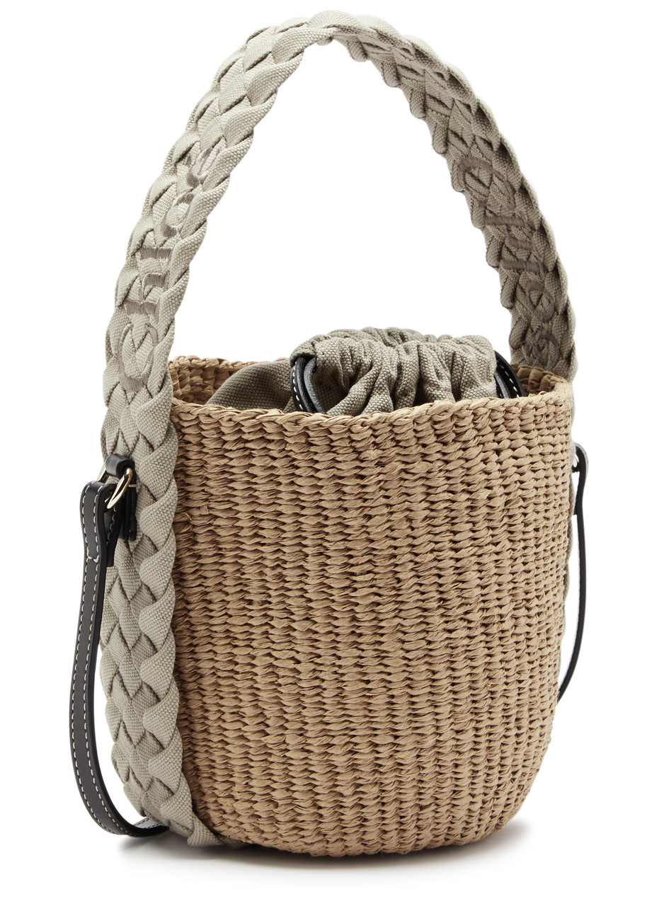 Chloé Chloe Woody Raffia Bucket Bag In Grey