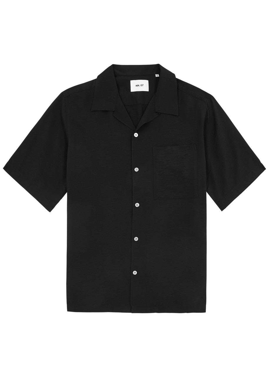 Nn07 Julio Seersucker Shirt In Black