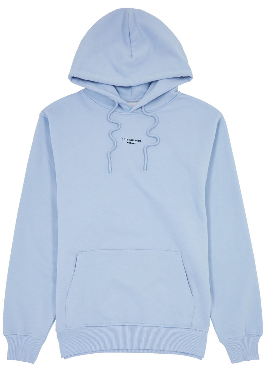 Drôle De Monsieur Nfpm Hooded Cotton Sweatshirt In Light Blue