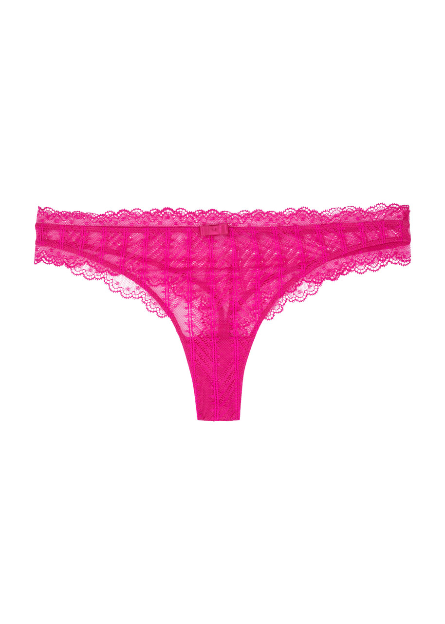 Simone Perele Canopee Scalloped Lace Tanga In Pink