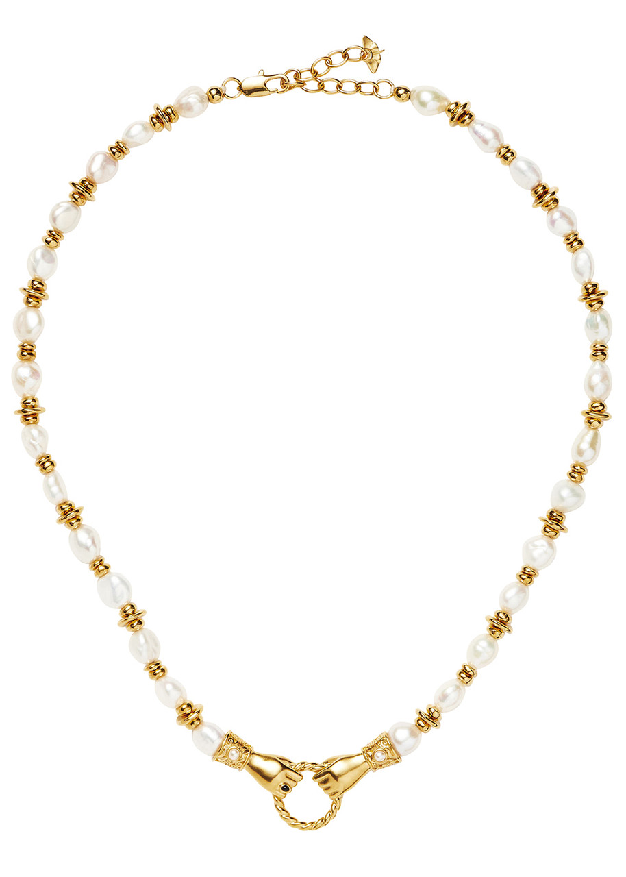 Missoma X Harris Reed In Good Hands Beaded Necklace In Gold