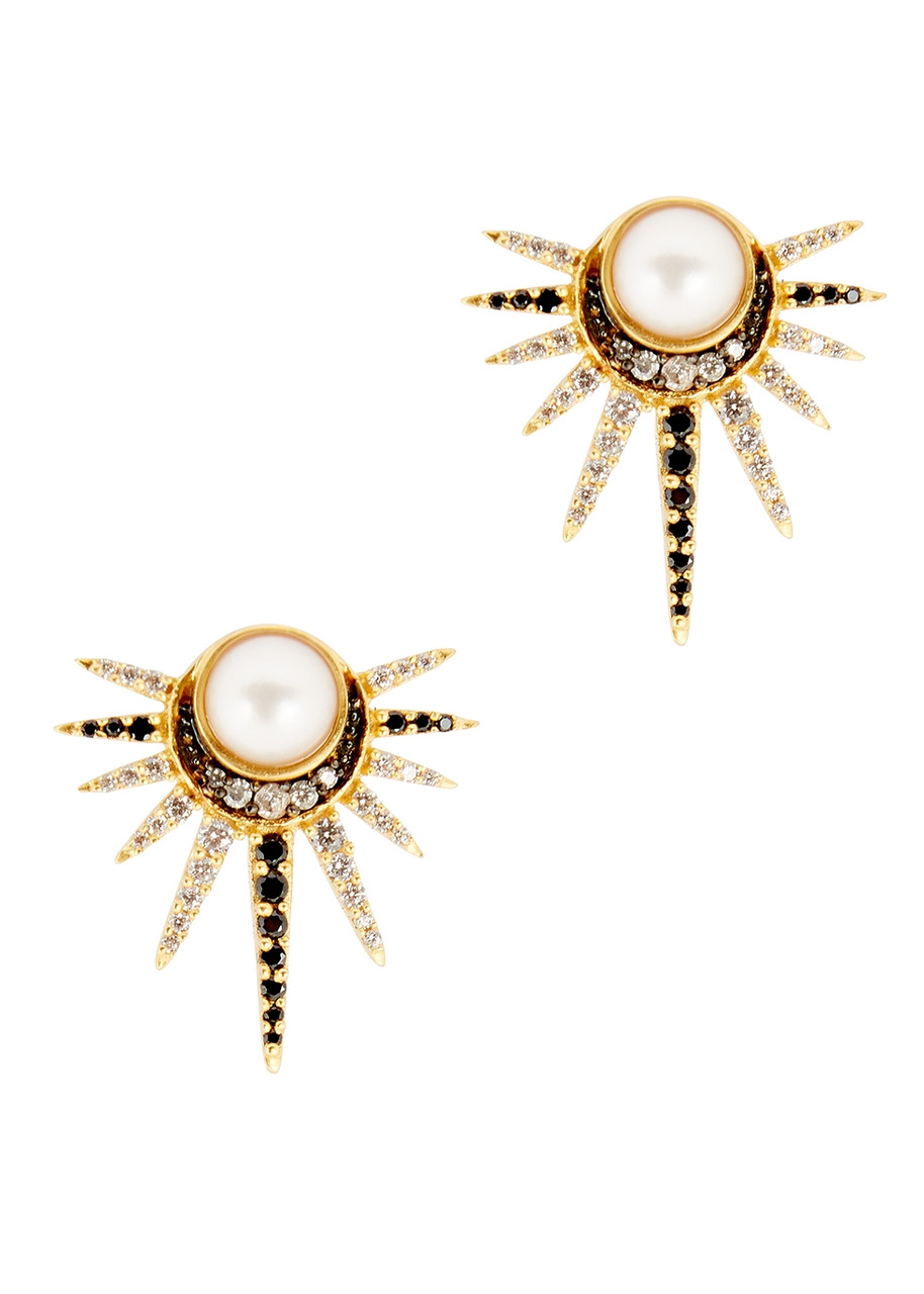 Shop Missoma X Harris Reed Celestial Pearl 18kt Gold-plated Stud Earrings