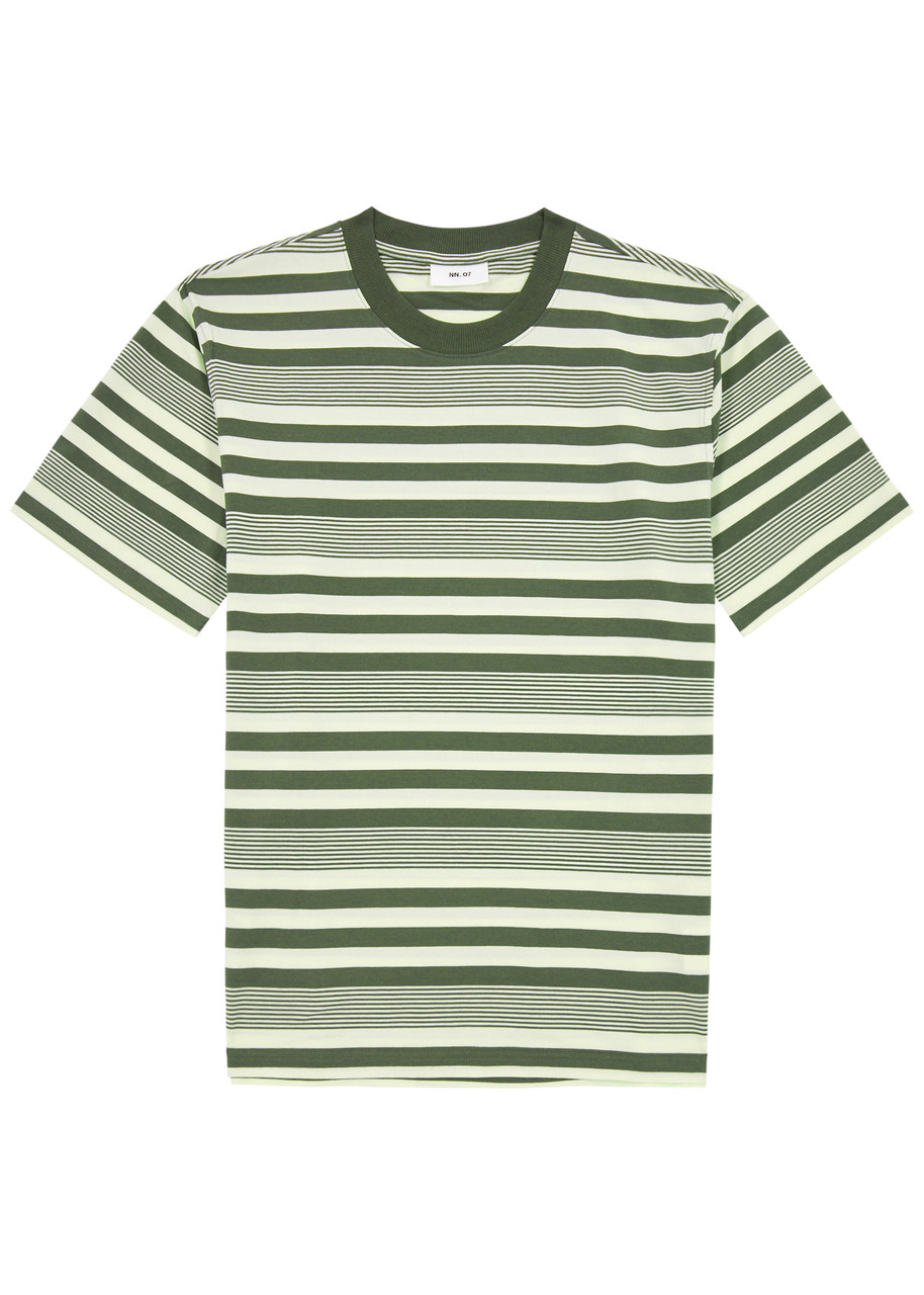 Nn07 Adam Striped Stretch-jersey T-shirt In Green
